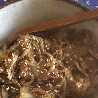 白菜と牛肉の甘辛煮どんぶり